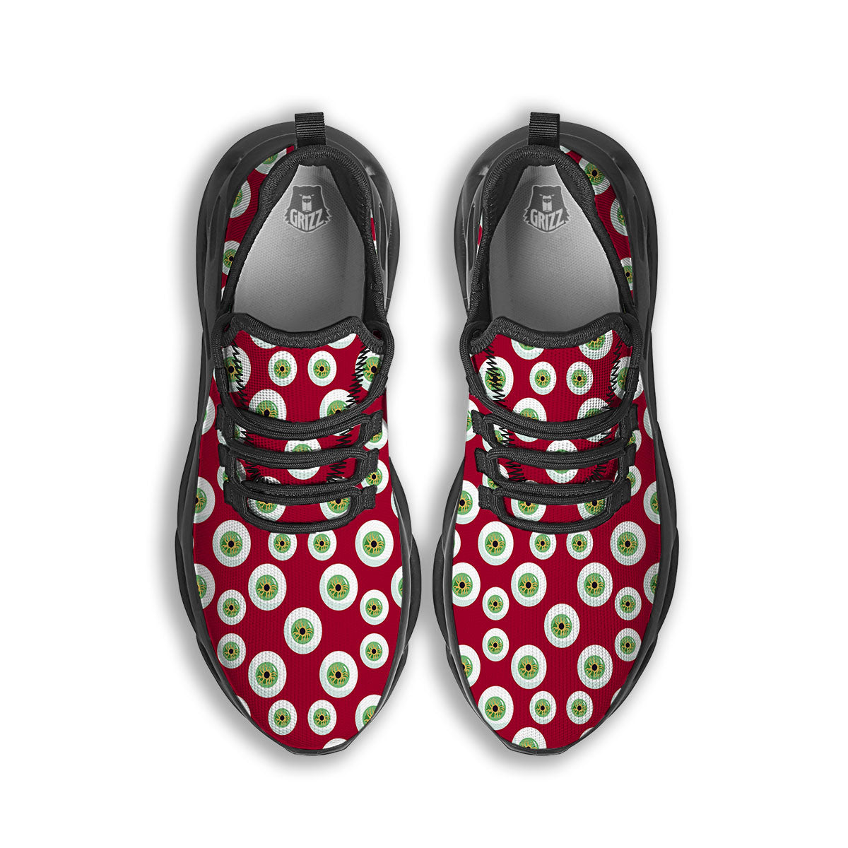 Eyeball Red Creepy Print Pattern Black Running Shoes-grizzshop