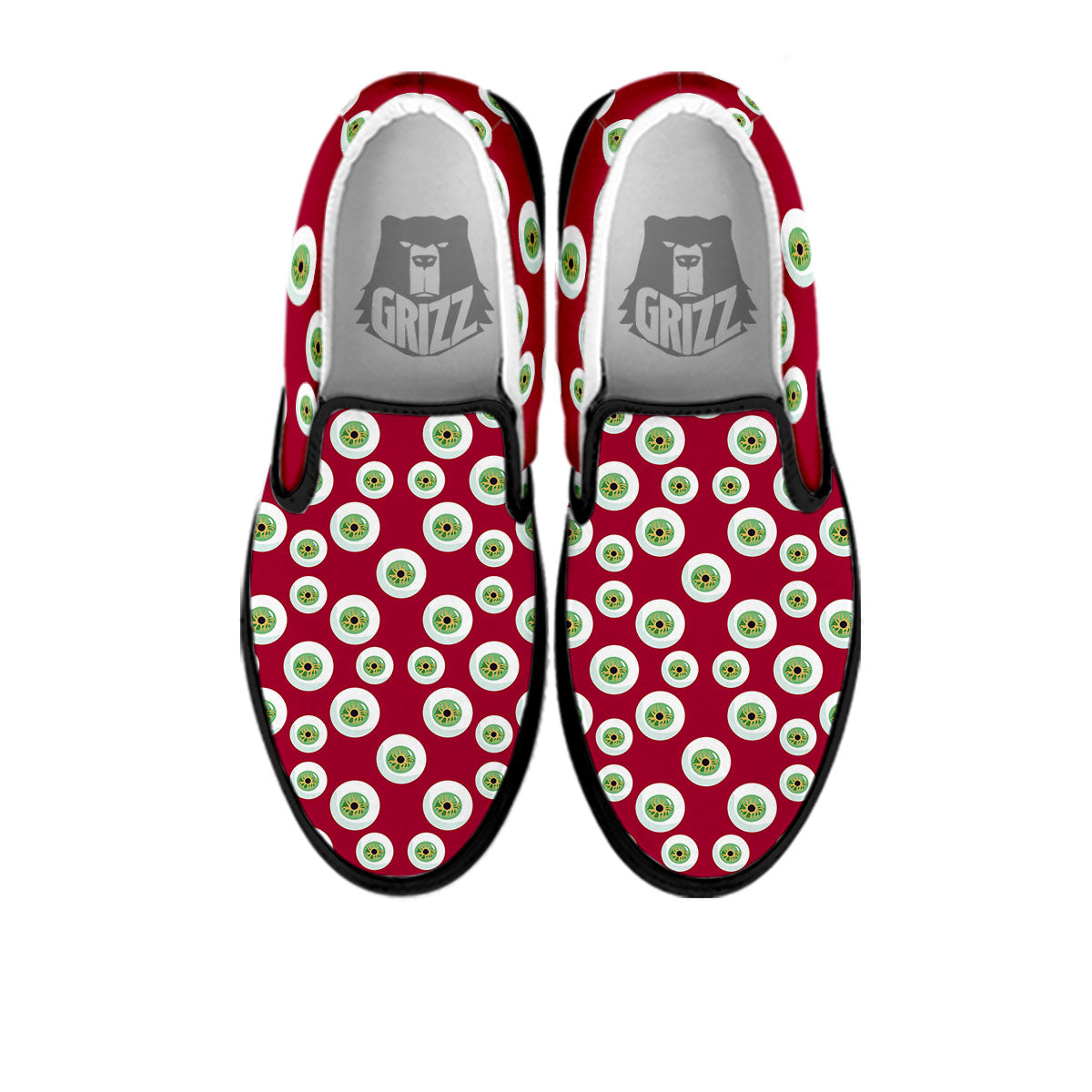 Eyeball Red Creepy Print Pattern Black Slip On Shoes-grizzshop