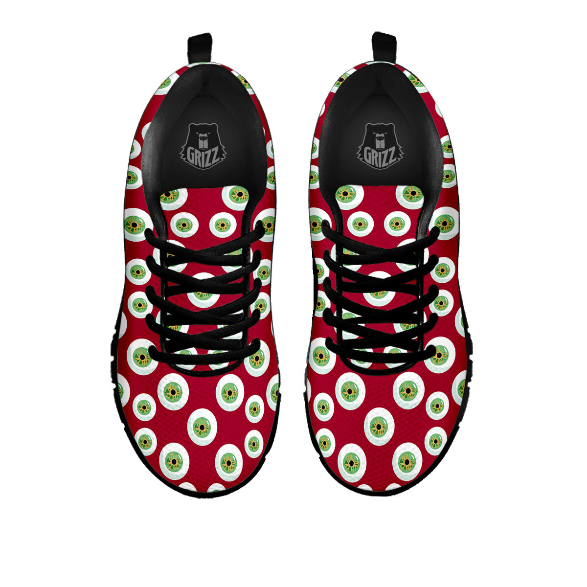Eyeball Red Creepy Print Pattern Black Sneaker-grizzshop
