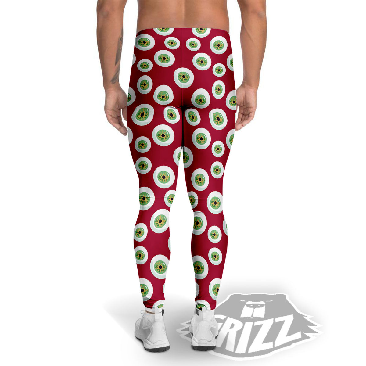 Eyeball Red Creepy Print Pattern Men's Leggings-grizzshop