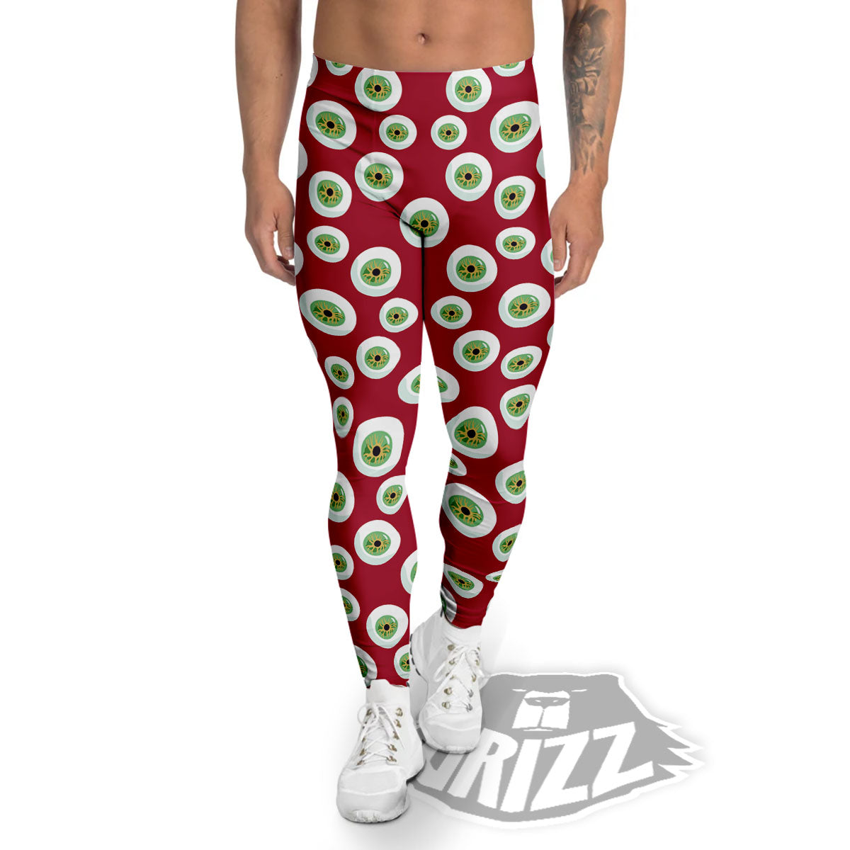 Eyeball Red Creepy Print Pattern Men's Leggings-grizzshop