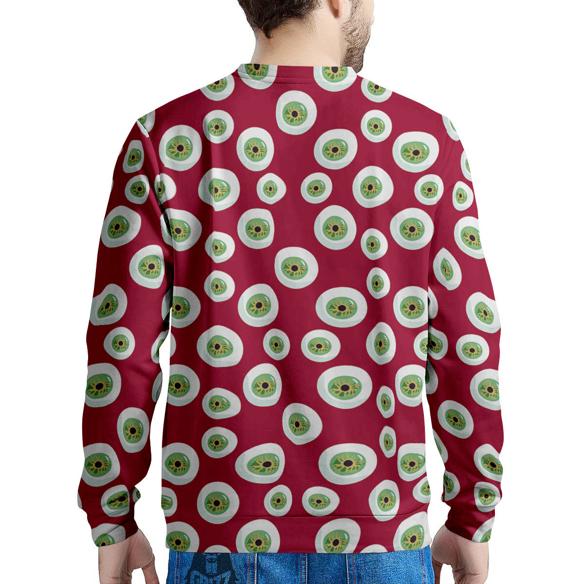 Eyeball Red Creepy Print Pattern Men's Sweatshirt-grizzshop