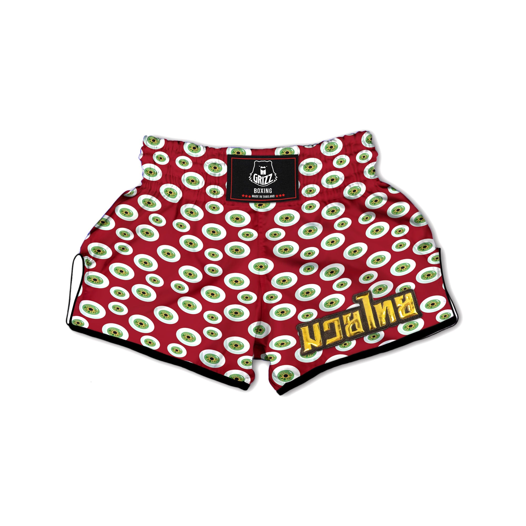 Eyeball Red Creepy Print Pattern Muay Thai Boxing Shorts-grizzshop