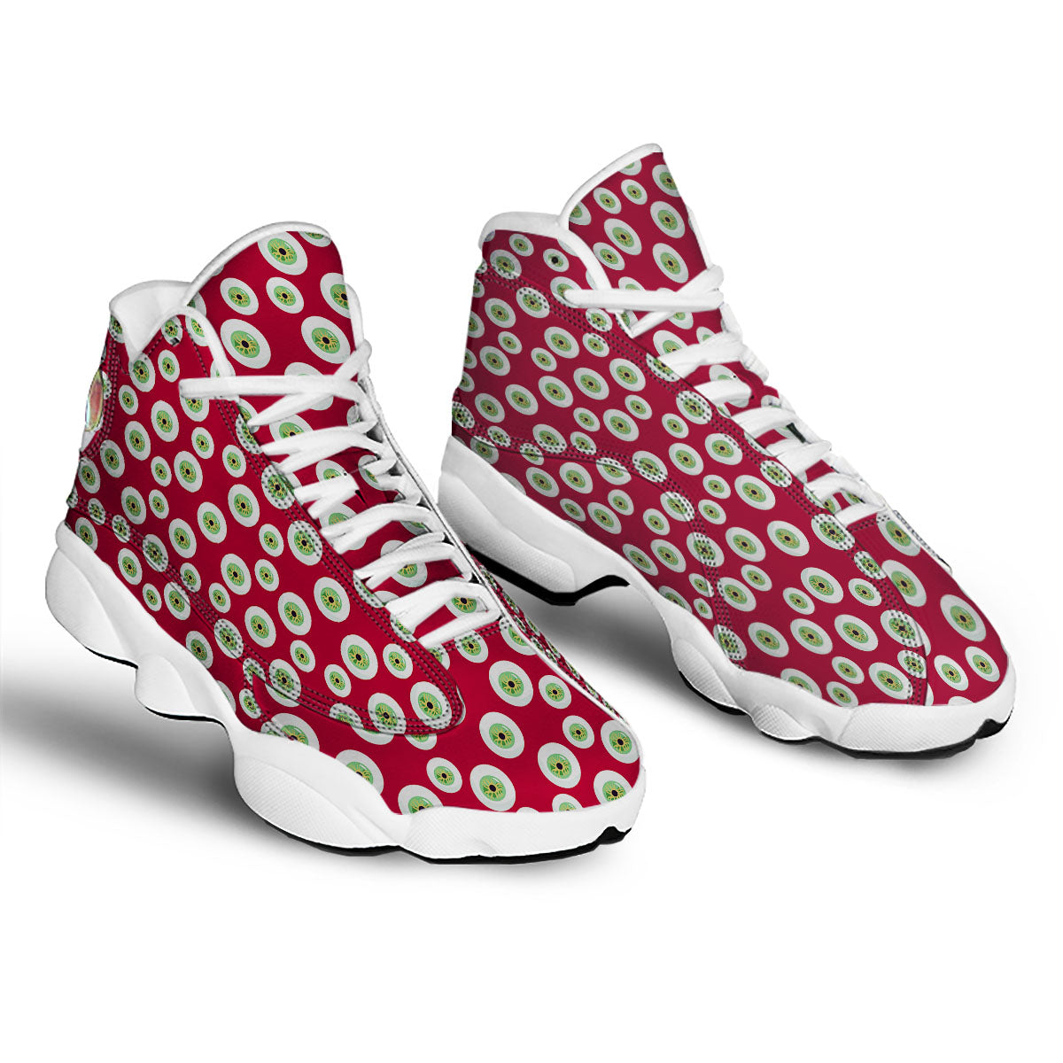 Eyeball Red Creepy Print Pattern White Basketball Shoes-grizzshop