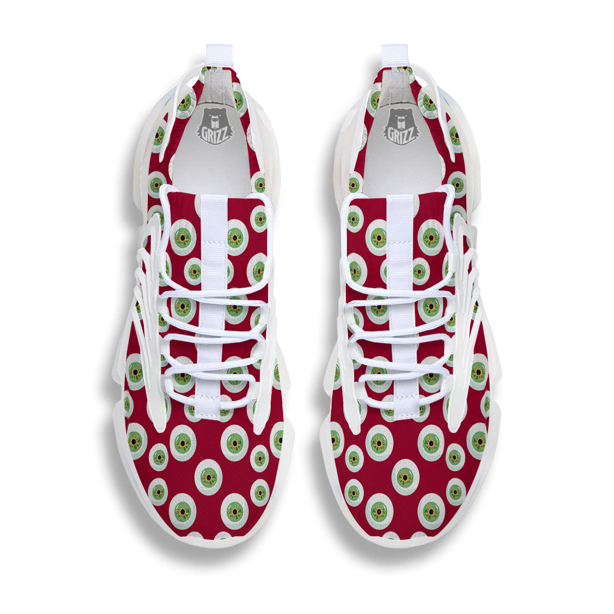 Eyeball Red Creepy Print Pattern White Gym Shoes-grizzshop
