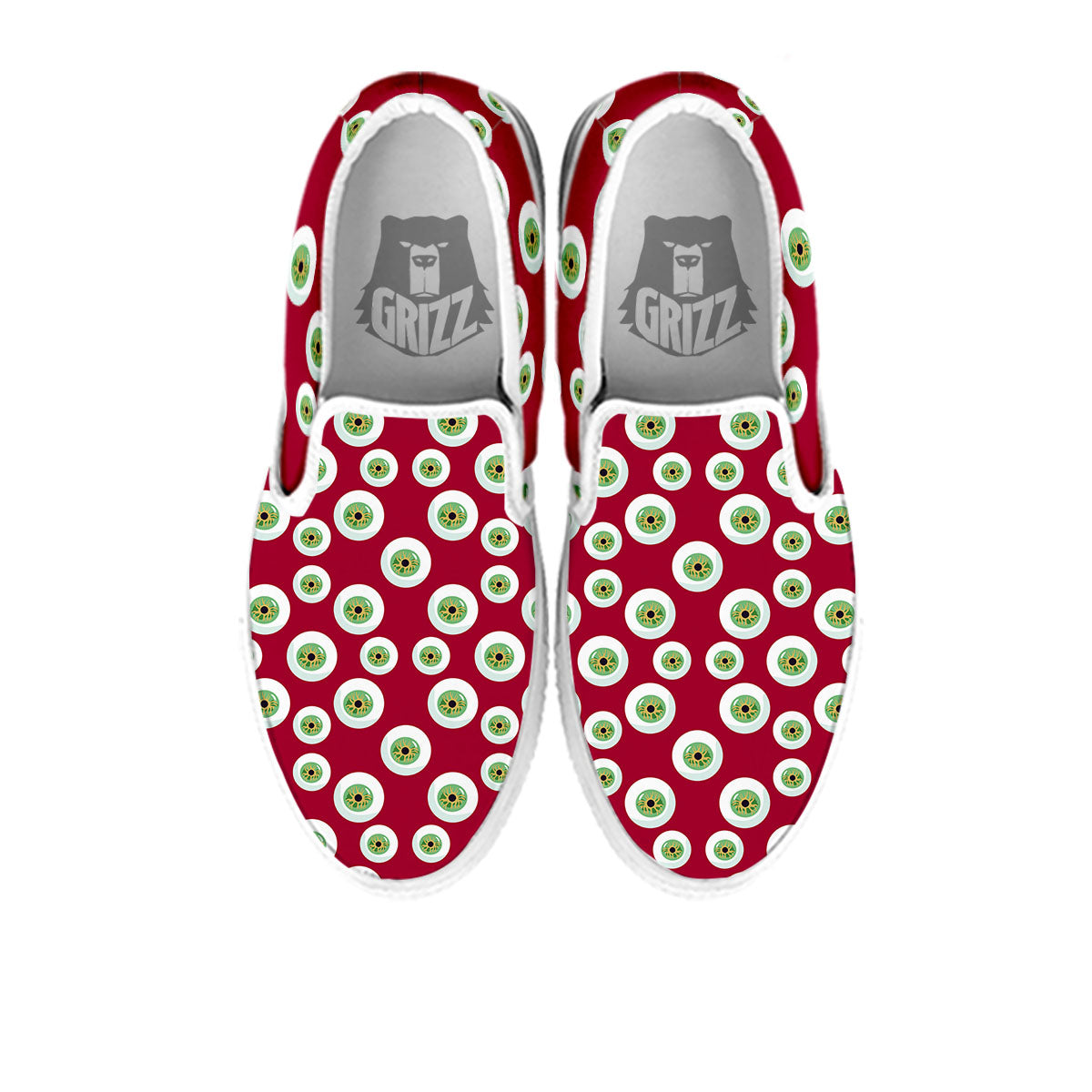Eyeball Red Creepy Print Pattern White Slip On Shoes-grizzshop