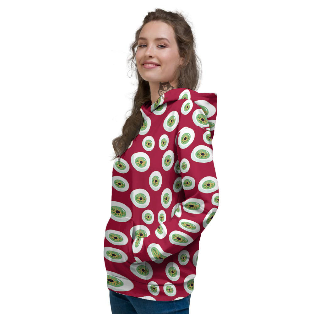 Eyeball Red Creepy Print Pattern Women's Hoodie-grizzshop