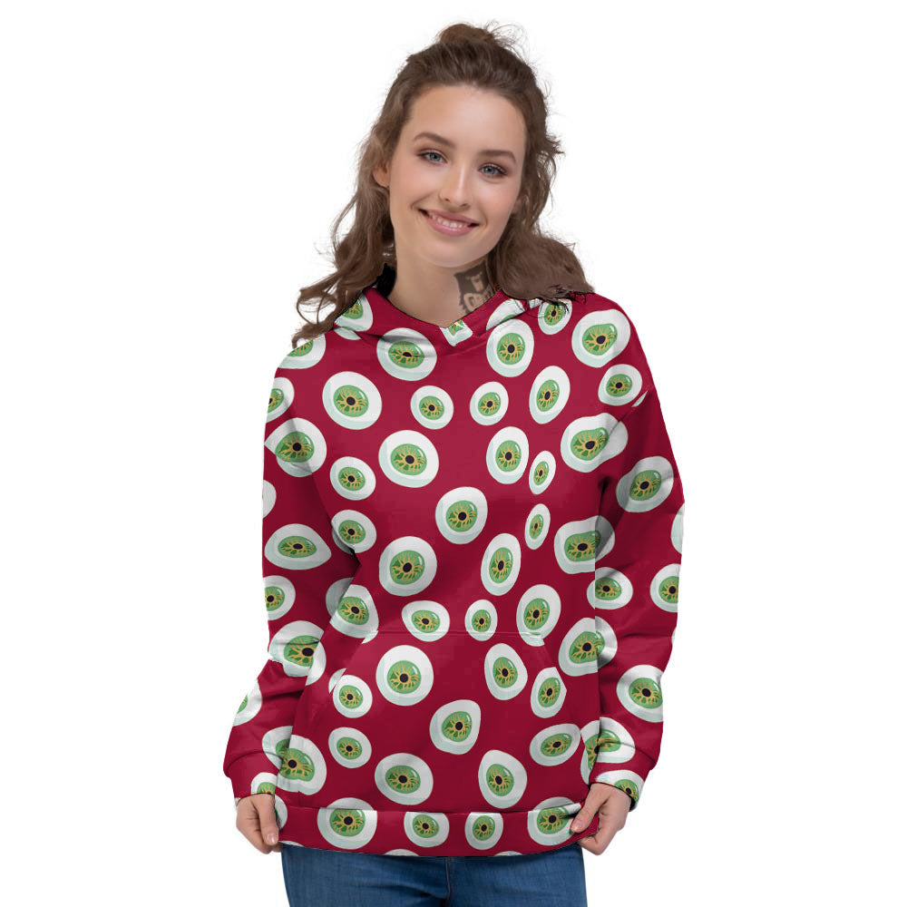 Eyeball Red Creepy Print Pattern Women's Hoodie-grizzshop