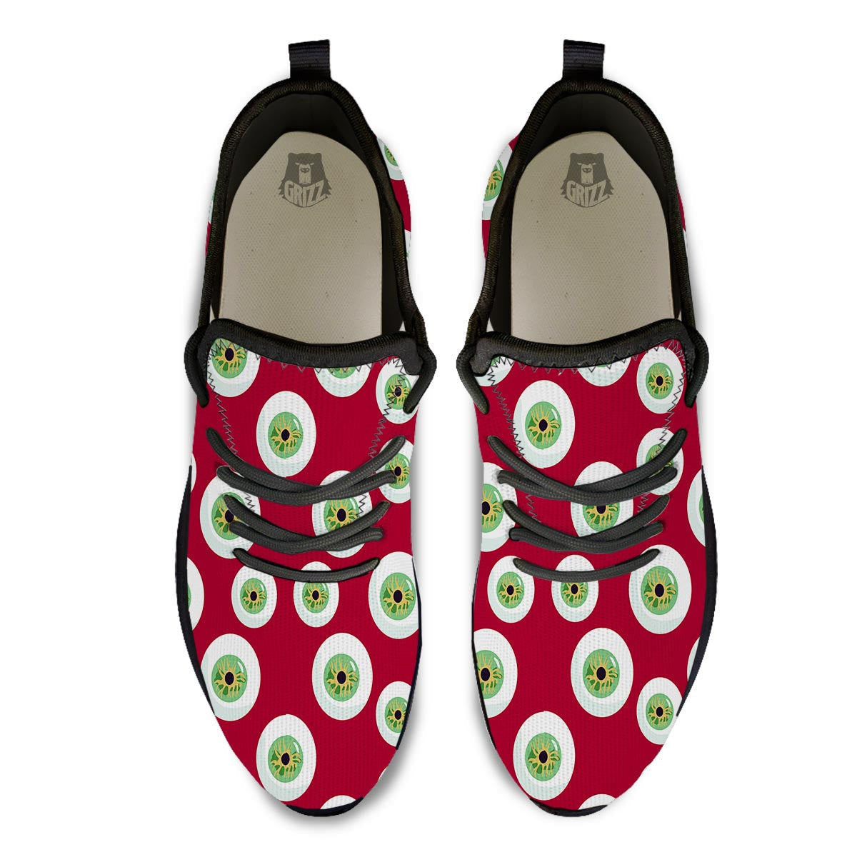 Eyeball Scary Red Print Pattern Black Athletic Shoes-grizzshop
