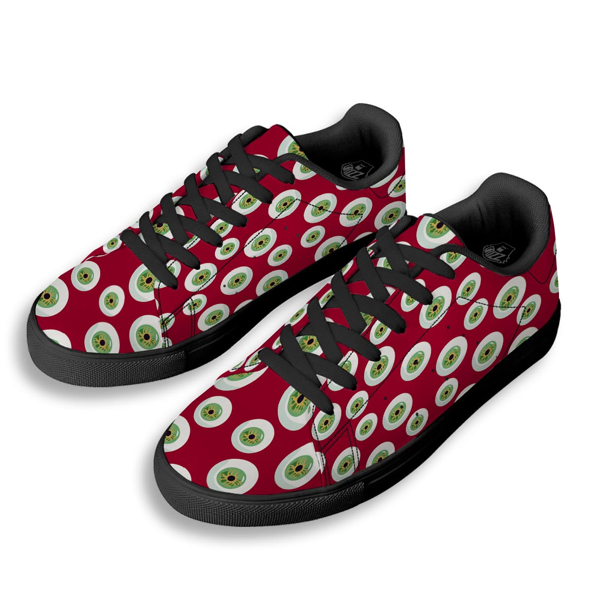 Eyeball Scary Red Print Pattern Black Low Top Sneakers-grizzshop