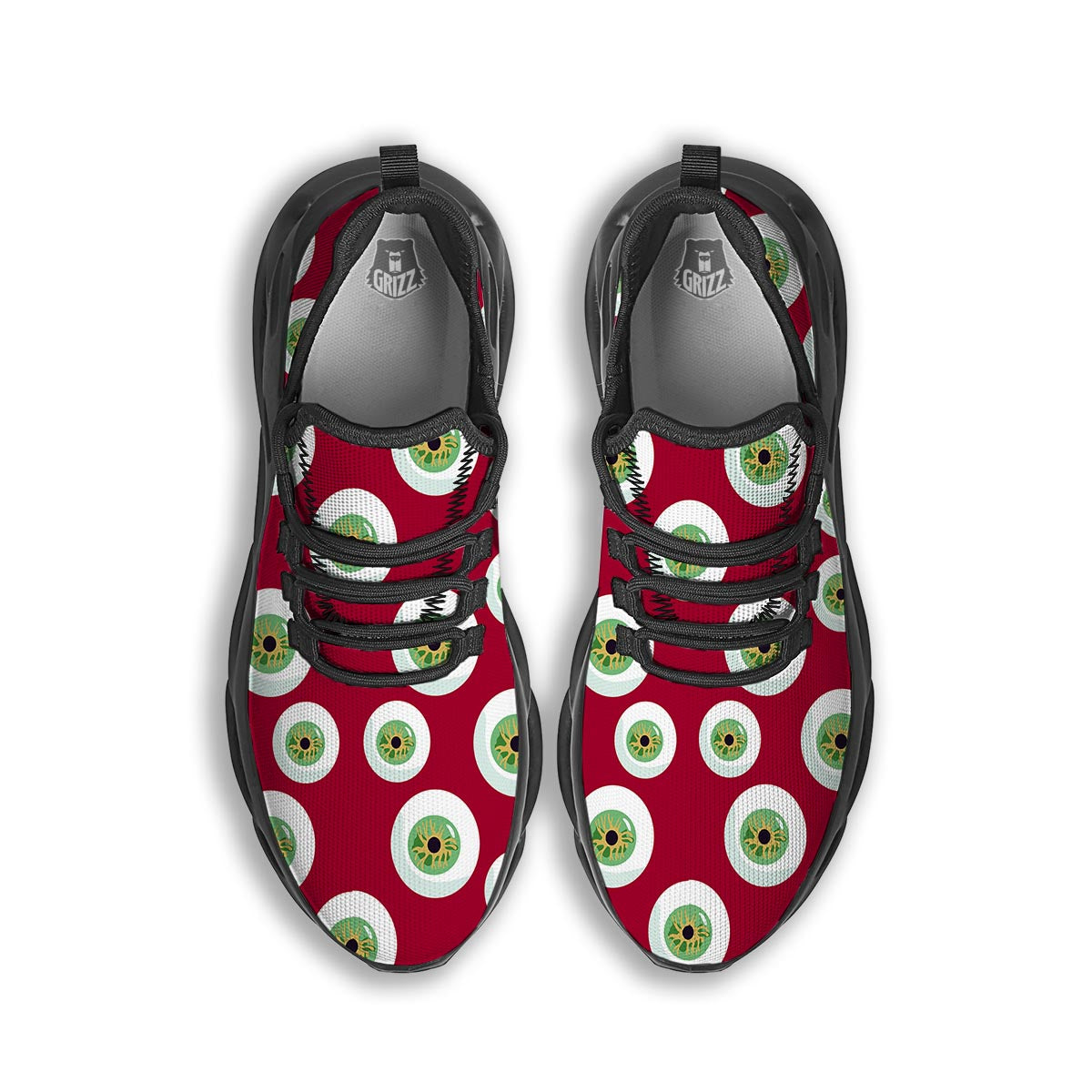 Eyeball Scary Red Print Pattern Black Running Shoes-grizzshop