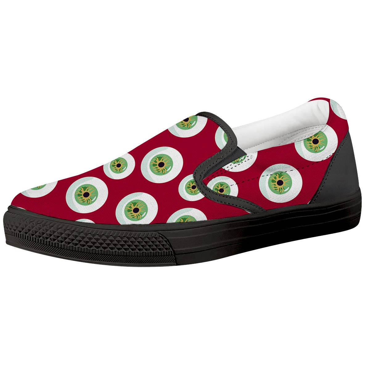 Eyeball Scary Red Print Pattern Black Slip On Shoes-grizzshop