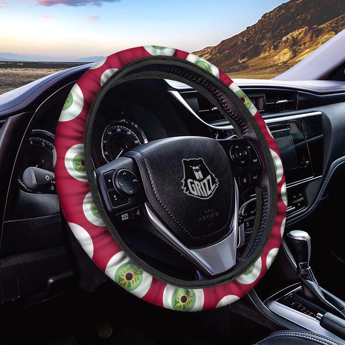 Eyeball Scary Red Print Pattern Car Steering Wheel Cover-grizzshop