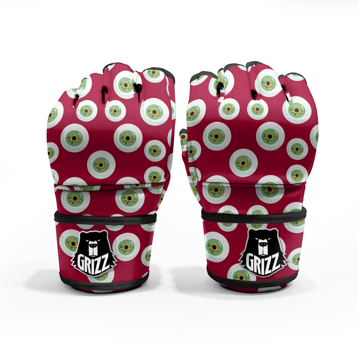 Eyeball Scary Red Print Pattern MMA Gloves-grizzshop