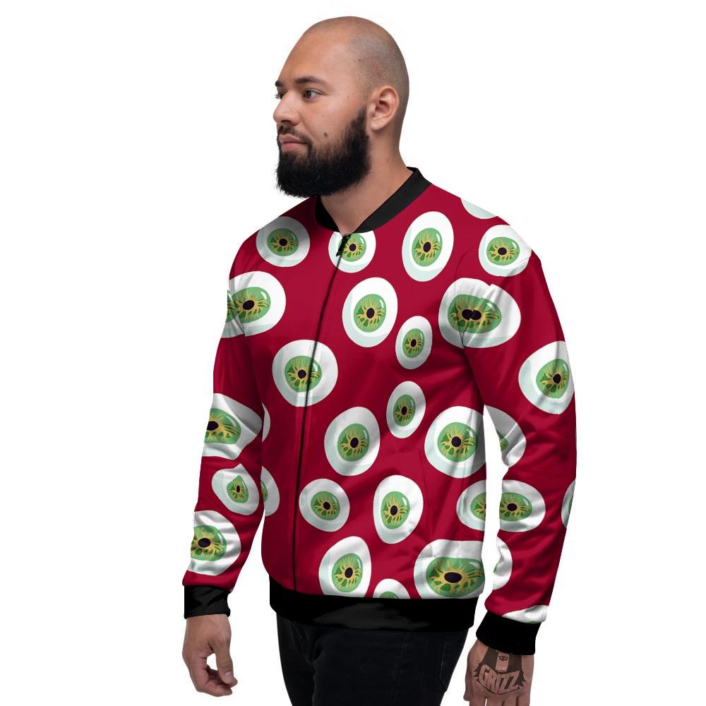 Eyeball Scary Red Print Pattern Men's Bomber Jacket-grizzshop