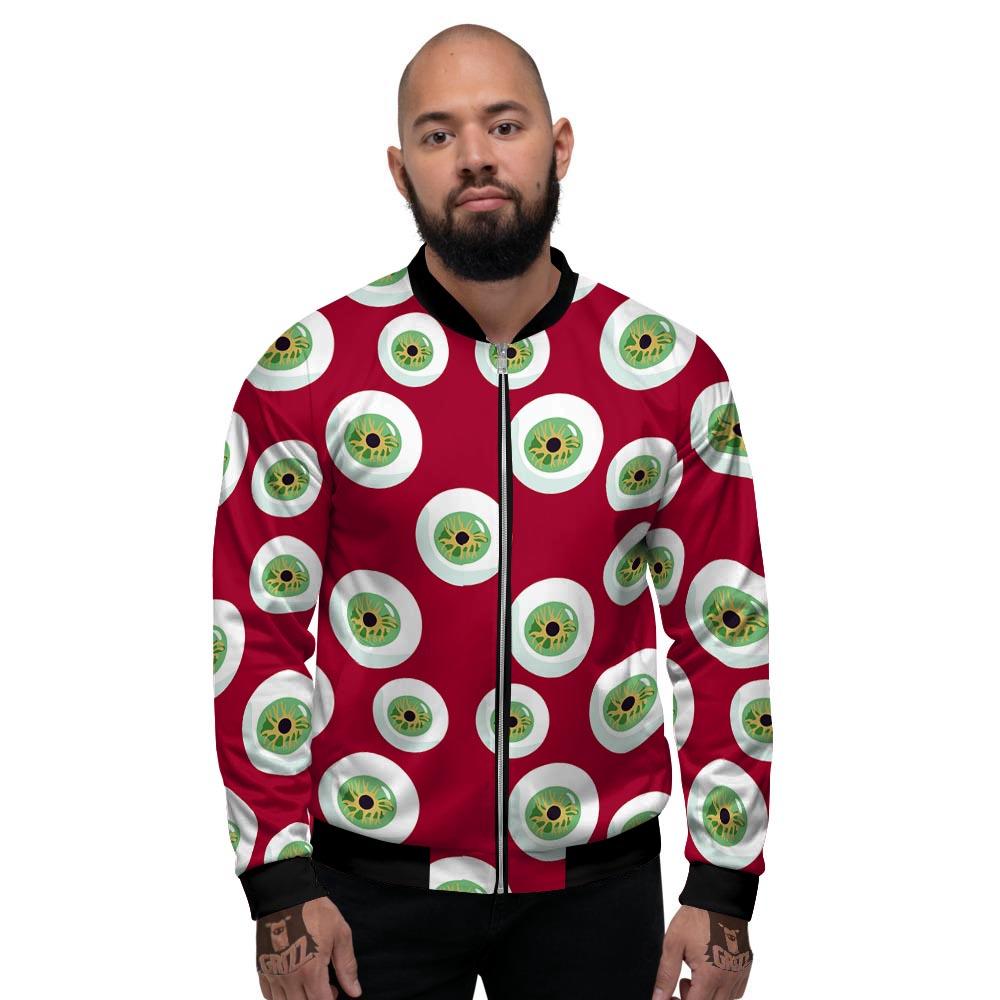 Eyeball Scary Red Print Pattern Men's Bomber Jacket-grizzshop