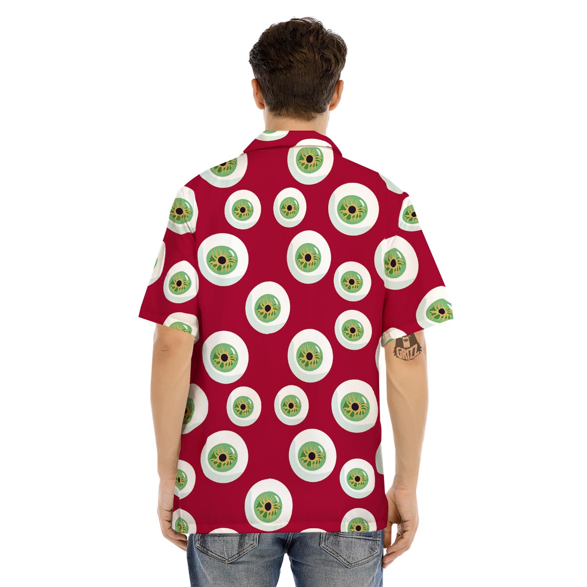 Eyeball Scary Red Print Pattern Men's Hawaiian Shirt-grizzshop