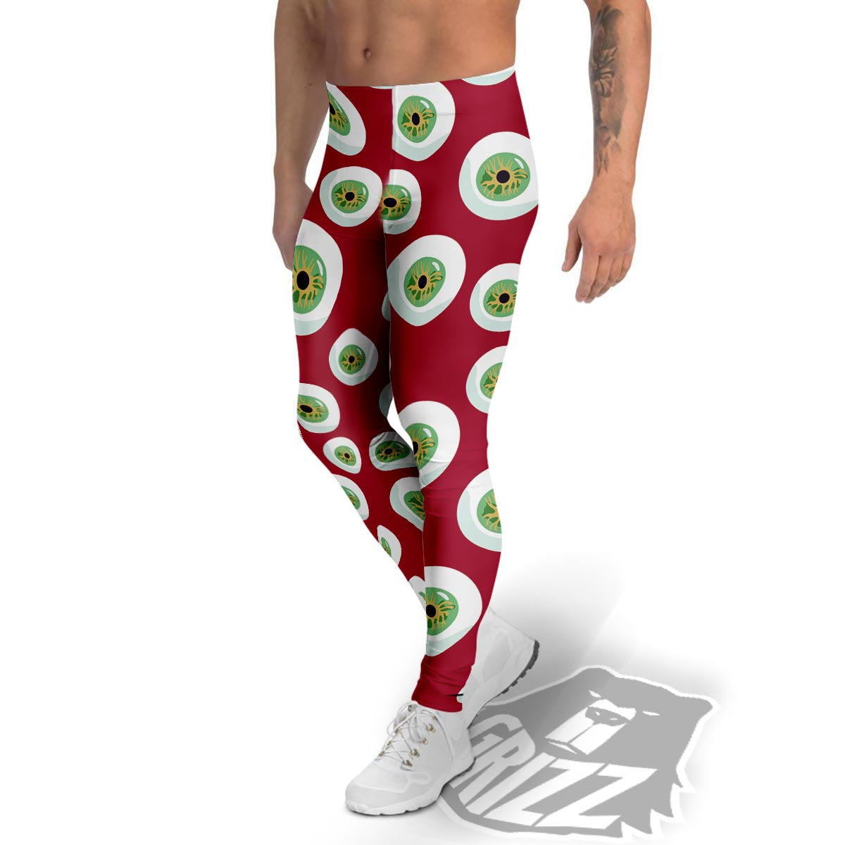 Eyeball Scary Red Print Pattern Men's Leggings-grizzshop