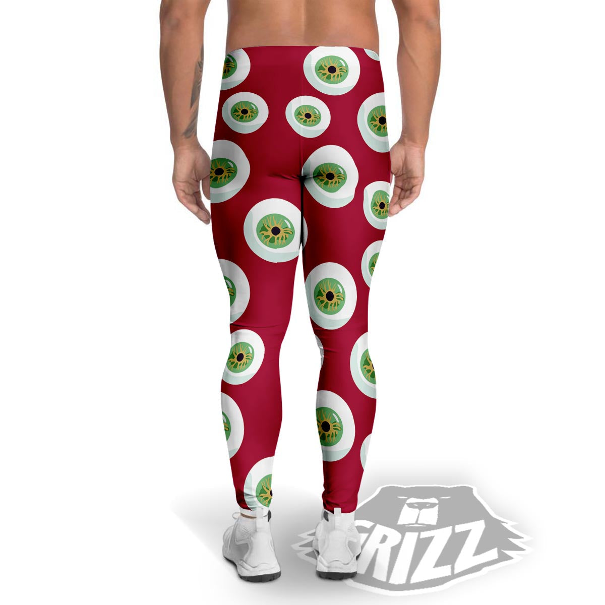 Eyeball Scary Red Print Pattern Men's Leggings-grizzshop