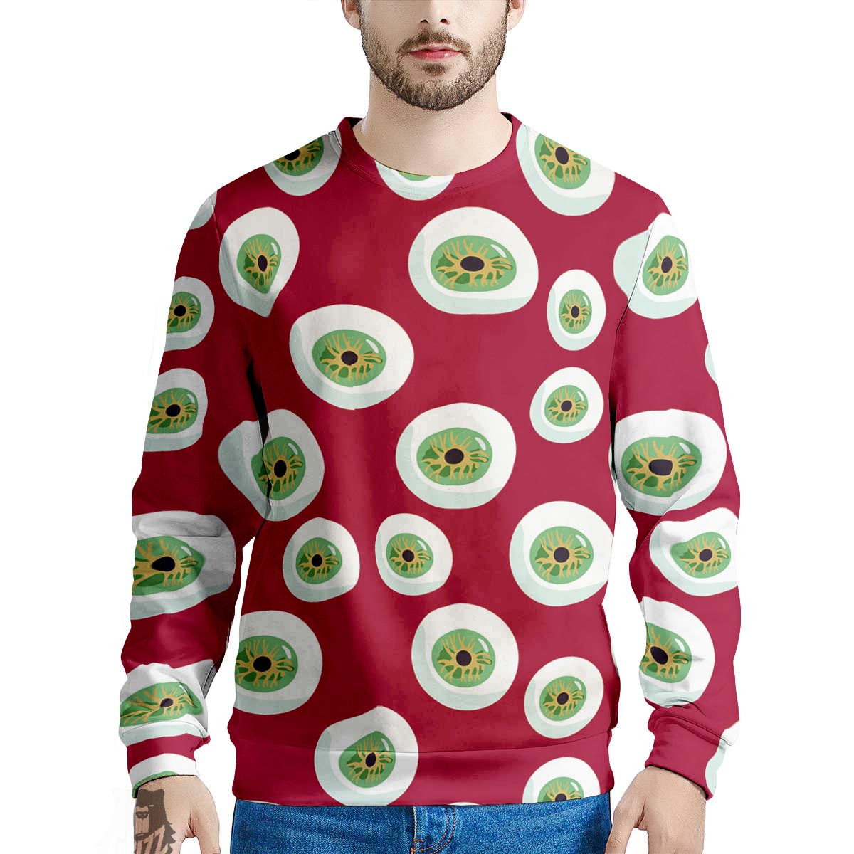 Eyeball Scary Red Print Pattern Men's Sweatshirt-grizzshop