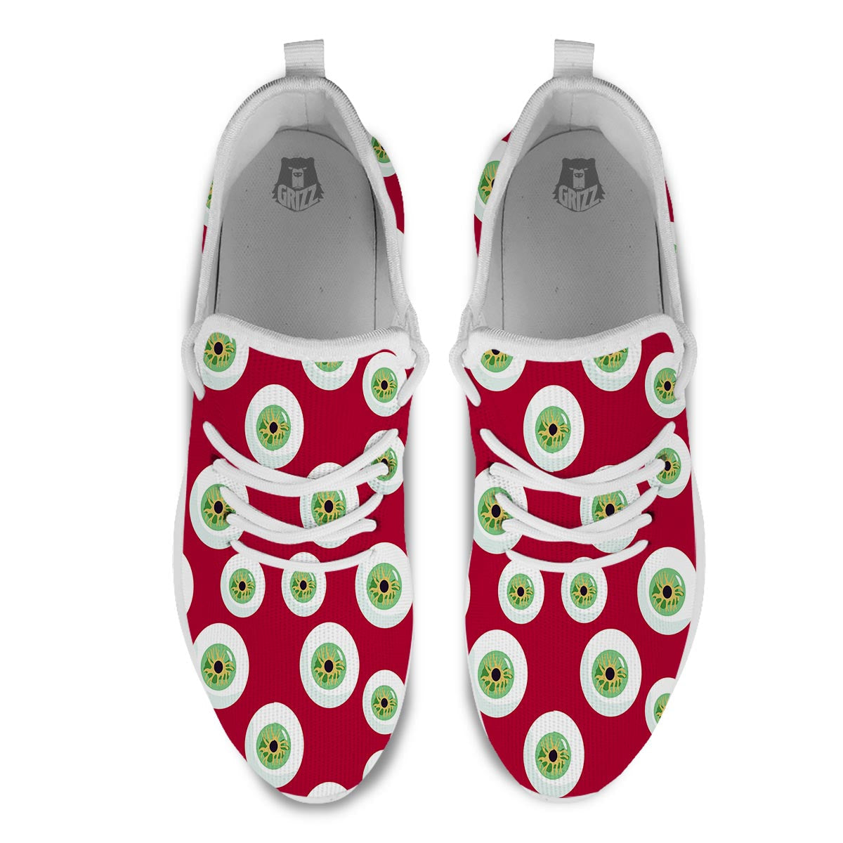 Eyeball Scary Red Print Pattern White Athletic Shoes-grizzshop