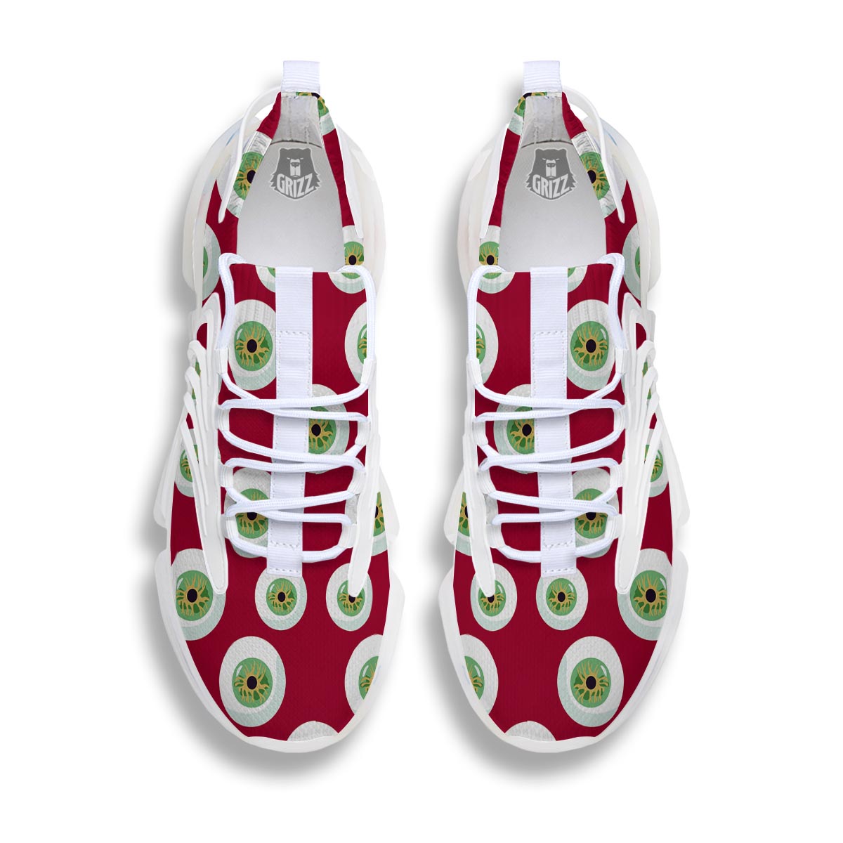 Eyeball Scary Red Print Pattern White Gym Shoes-grizzshop