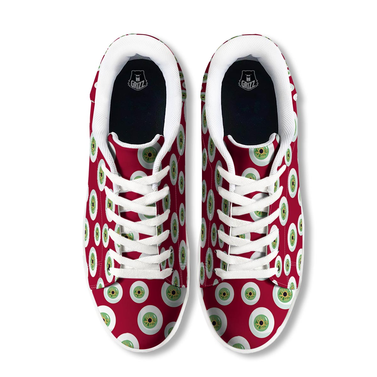 Eyeball Scary Red Print Pattern White Low Top Sneakers-grizzshop