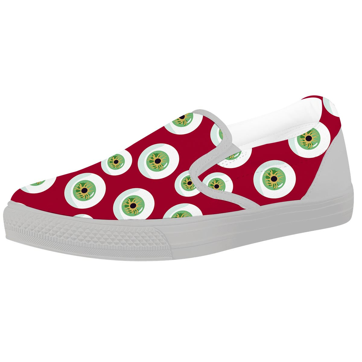 Eyeball Scary Red Print Pattern White Slip On Shoes-grizzshop
