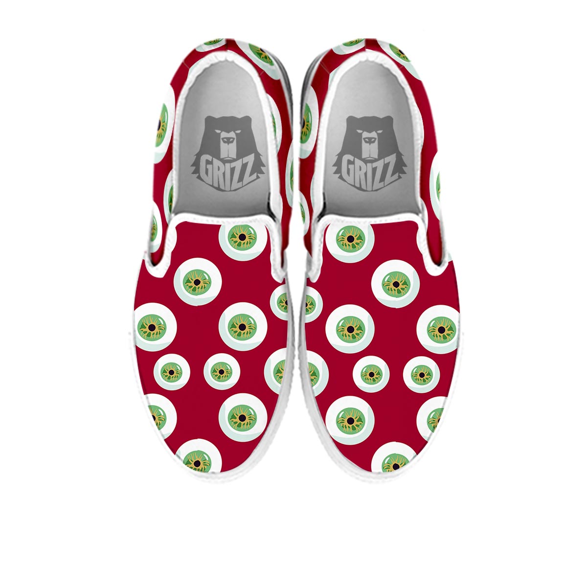 Eyeball Scary Red Print Pattern White Slip On Shoes-grizzshop