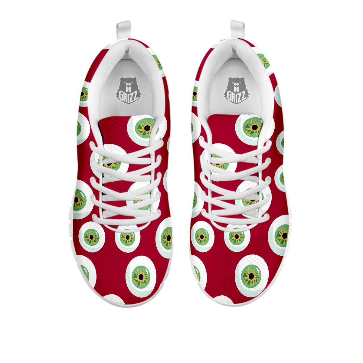Eyeball Scary Red Print Pattern White Sneaker-grizzshop