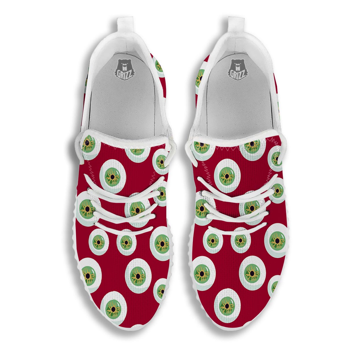Eyeball Scary Red Print Pattern White Walking Shoes-grizzshop