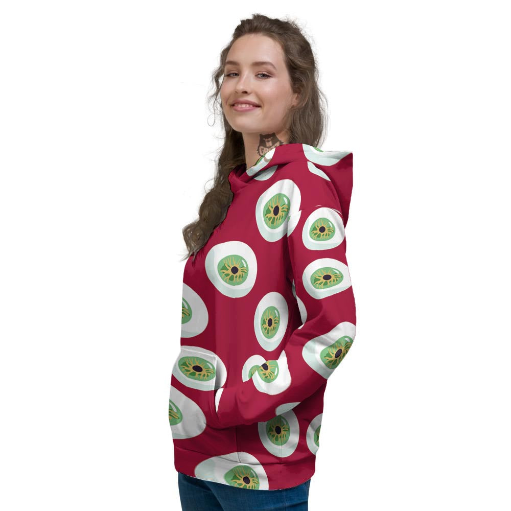 Eyeball Scary Red Print Pattern Women's Hoodie-grizzshop
