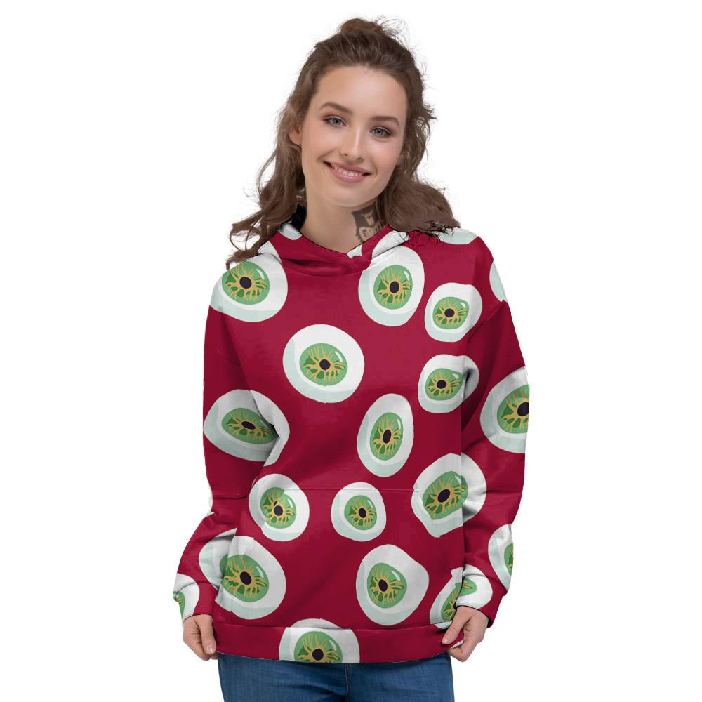 Eyeball Scary Red Print Pattern Women's Hoodie-grizzshop