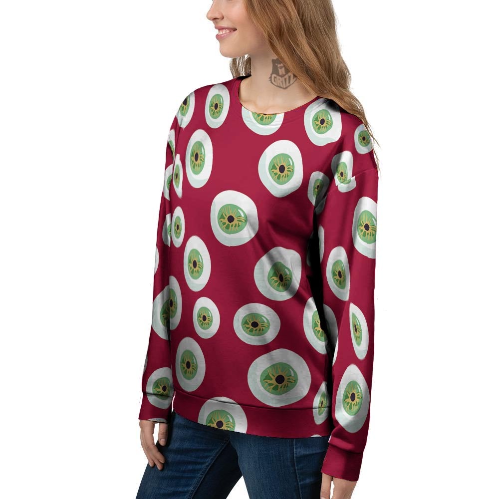 Eyeball Scary Red Print Pattern Women's Sweatshirt-grizzshop