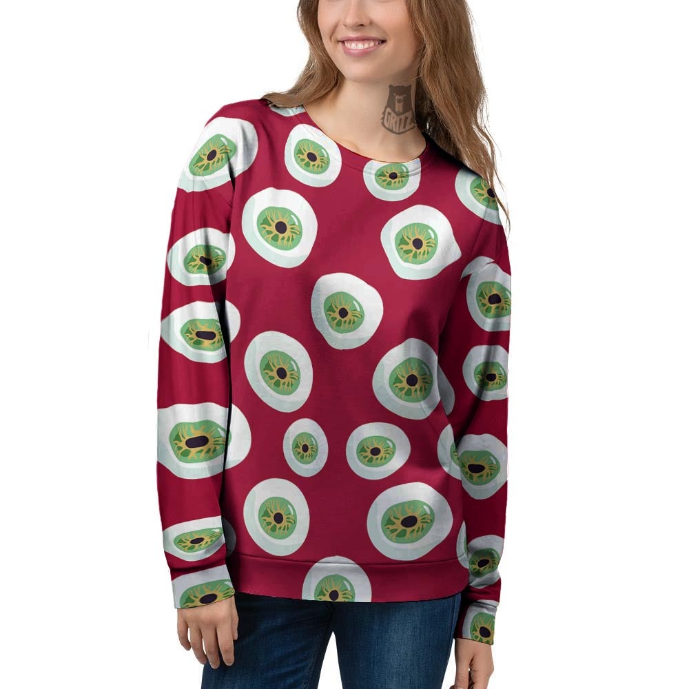 Eyeball Scary Red Print Pattern Women's Sweatshirt-grizzshop