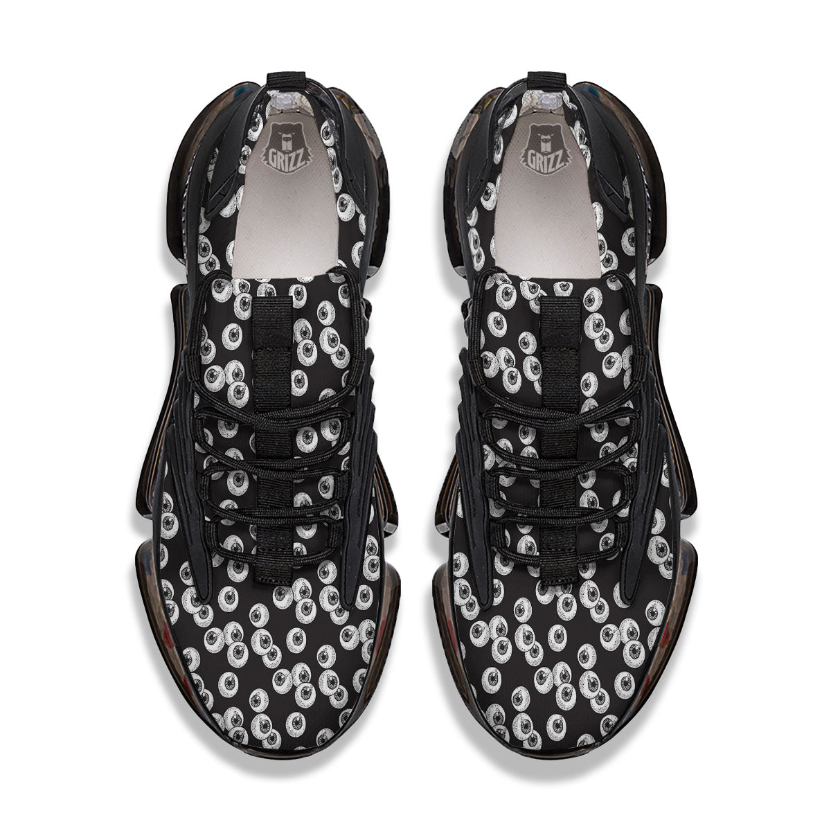 Eyeball White And Black Print Pattern Black Gym Shoes-grizzshop