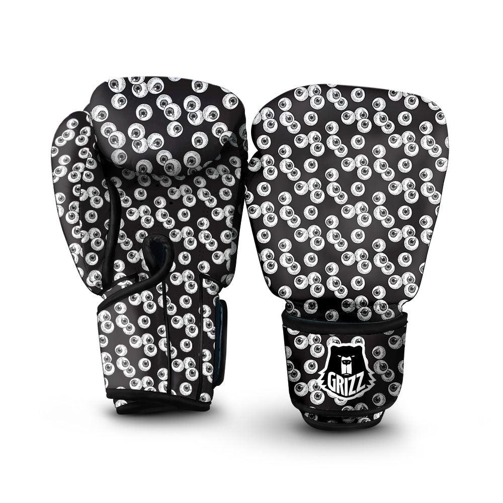 Eyeball White And Black Print Pattern Boxing Gloves-grizzshop
