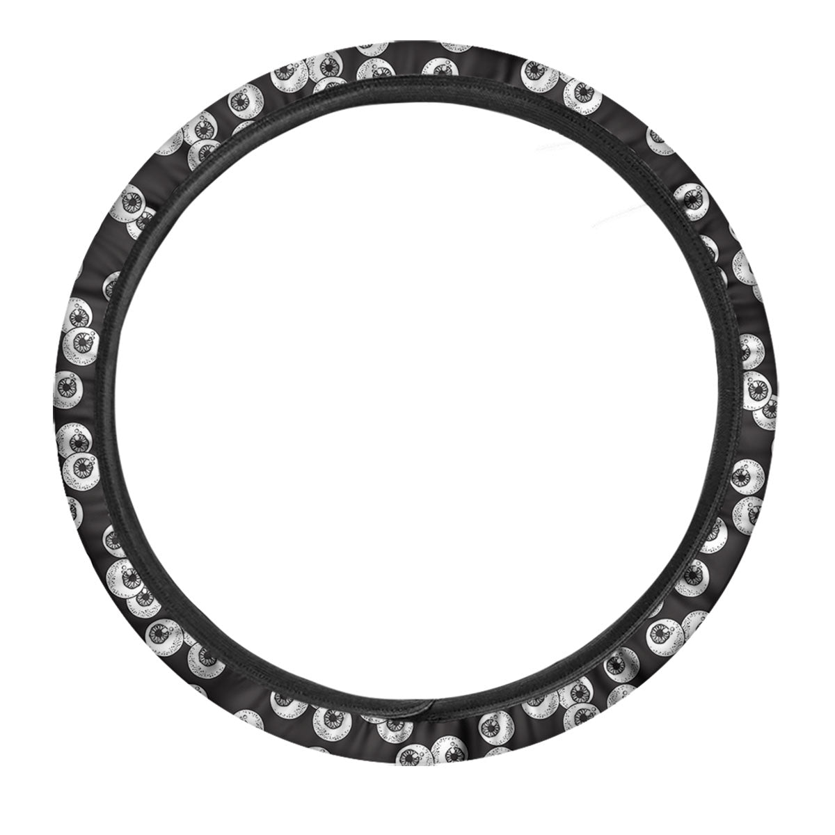 Eyeball White And Black Print Pattern Car Steering Wheel Cover-grizzshop
