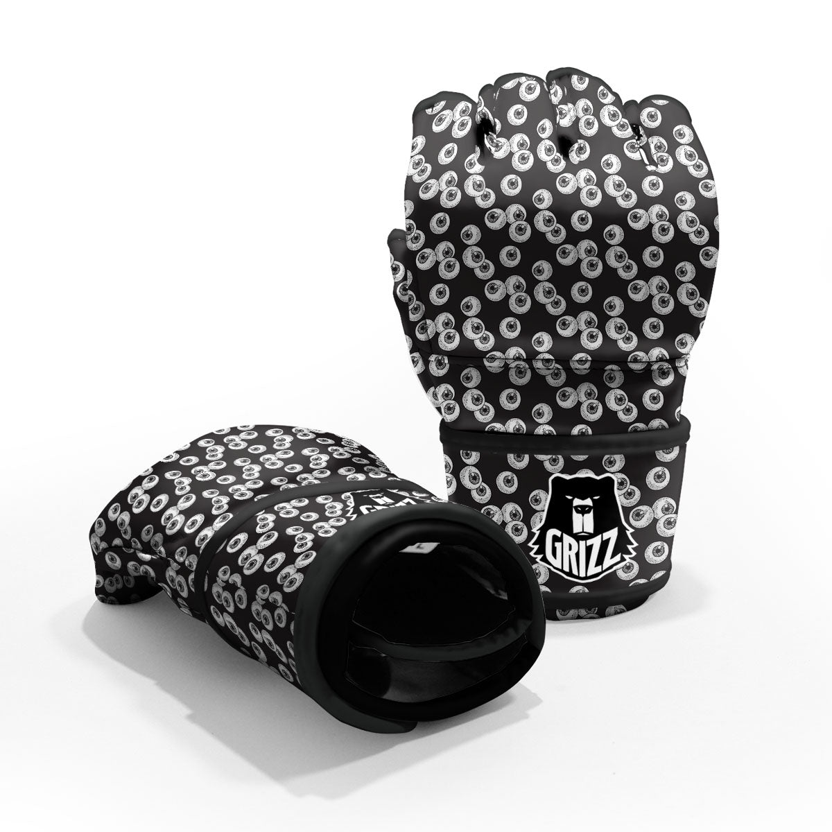 Eyeball White And Black Print Pattern MMA Gloves-grizzshop