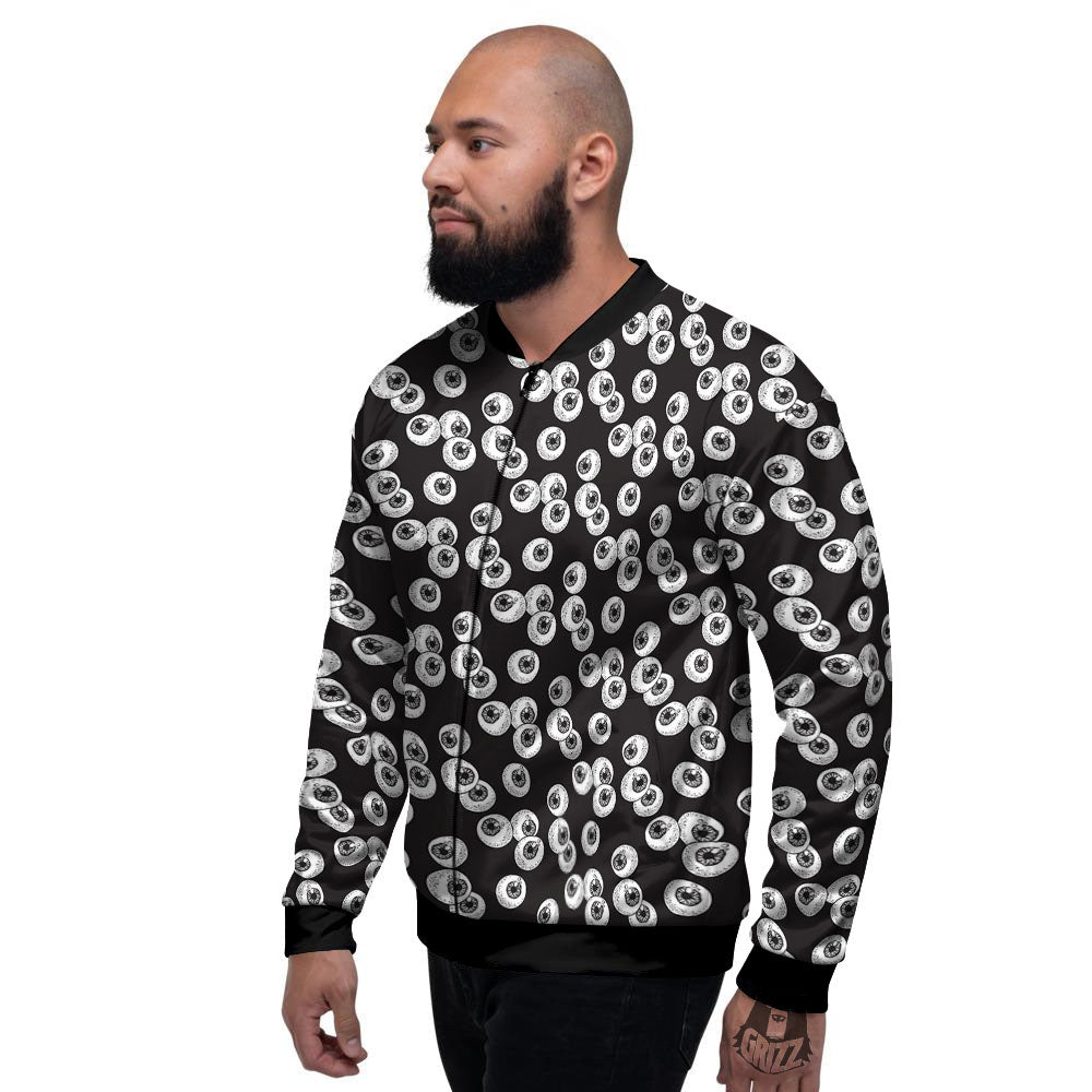 Eyeball White And Black Print Pattern Men's Bomber Jacket-grizzshop