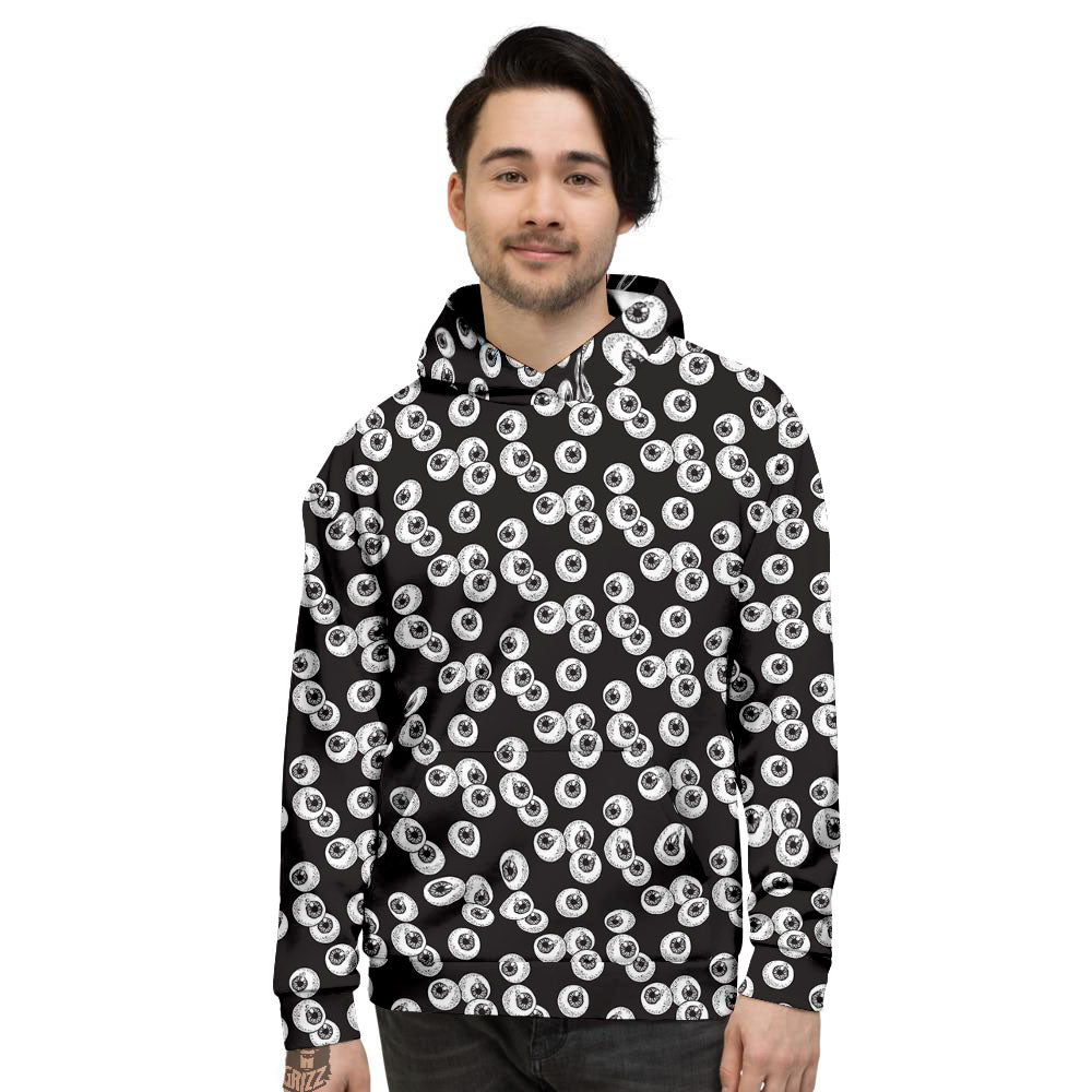 Eyeball White And Black Print Pattern Men's Hoodie-grizzshop