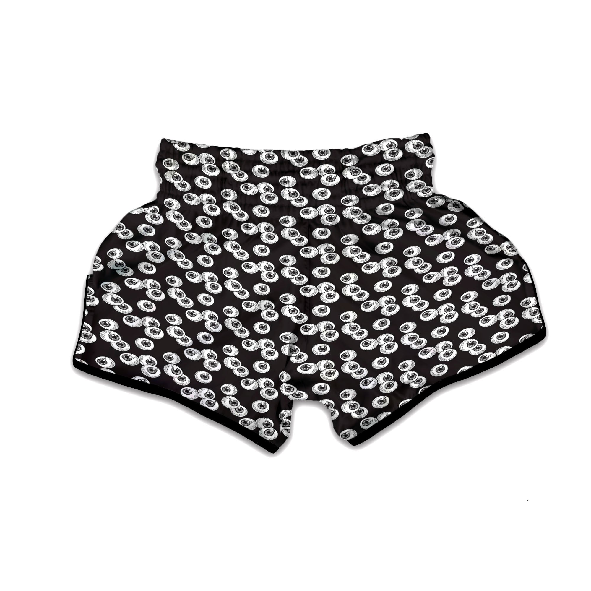 Eyeball White And Black Print Pattern Muay Thai Boxing Shorts-grizzshop