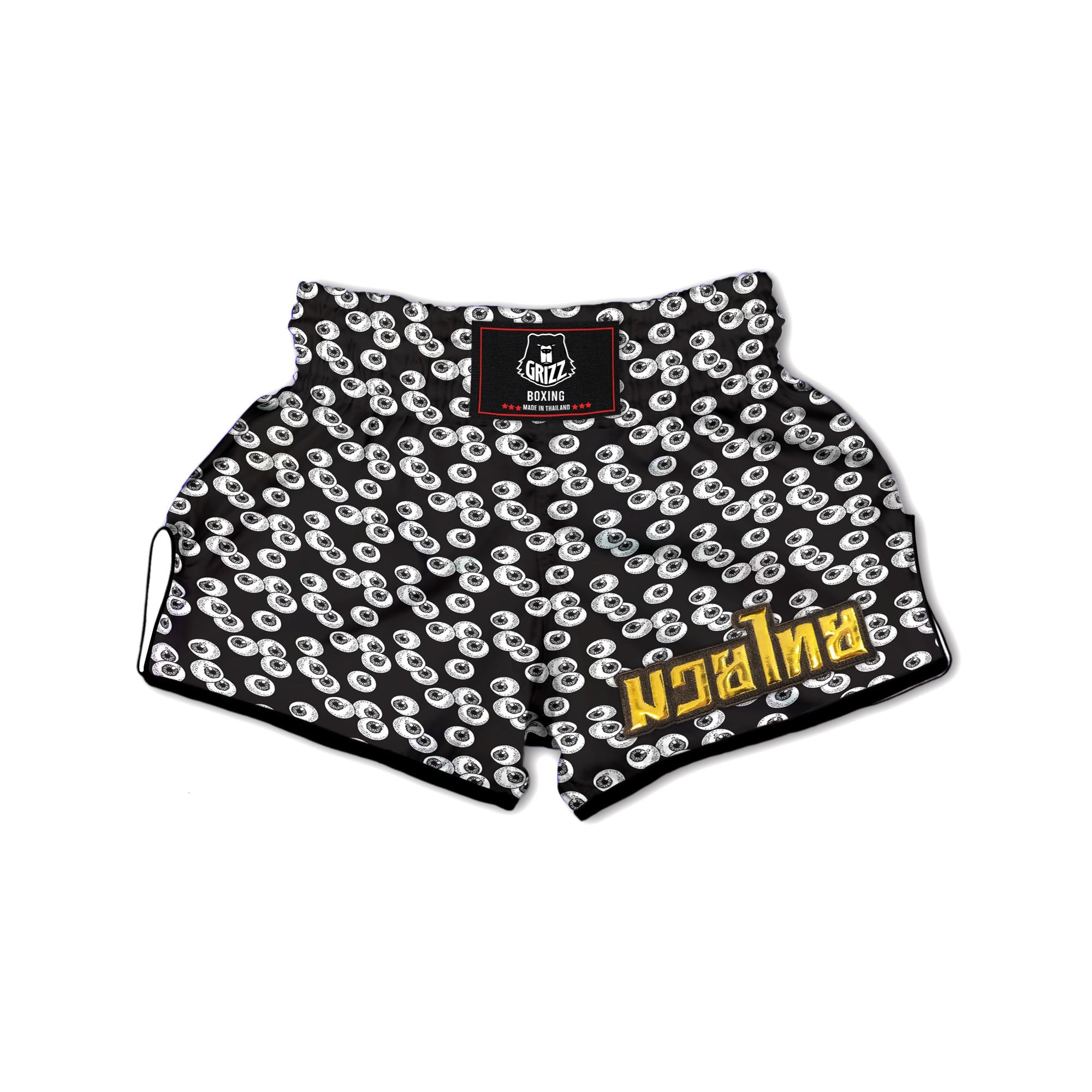 Eyeball White And Black Print Pattern Muay Thai Boxing Shorts-grizzshop