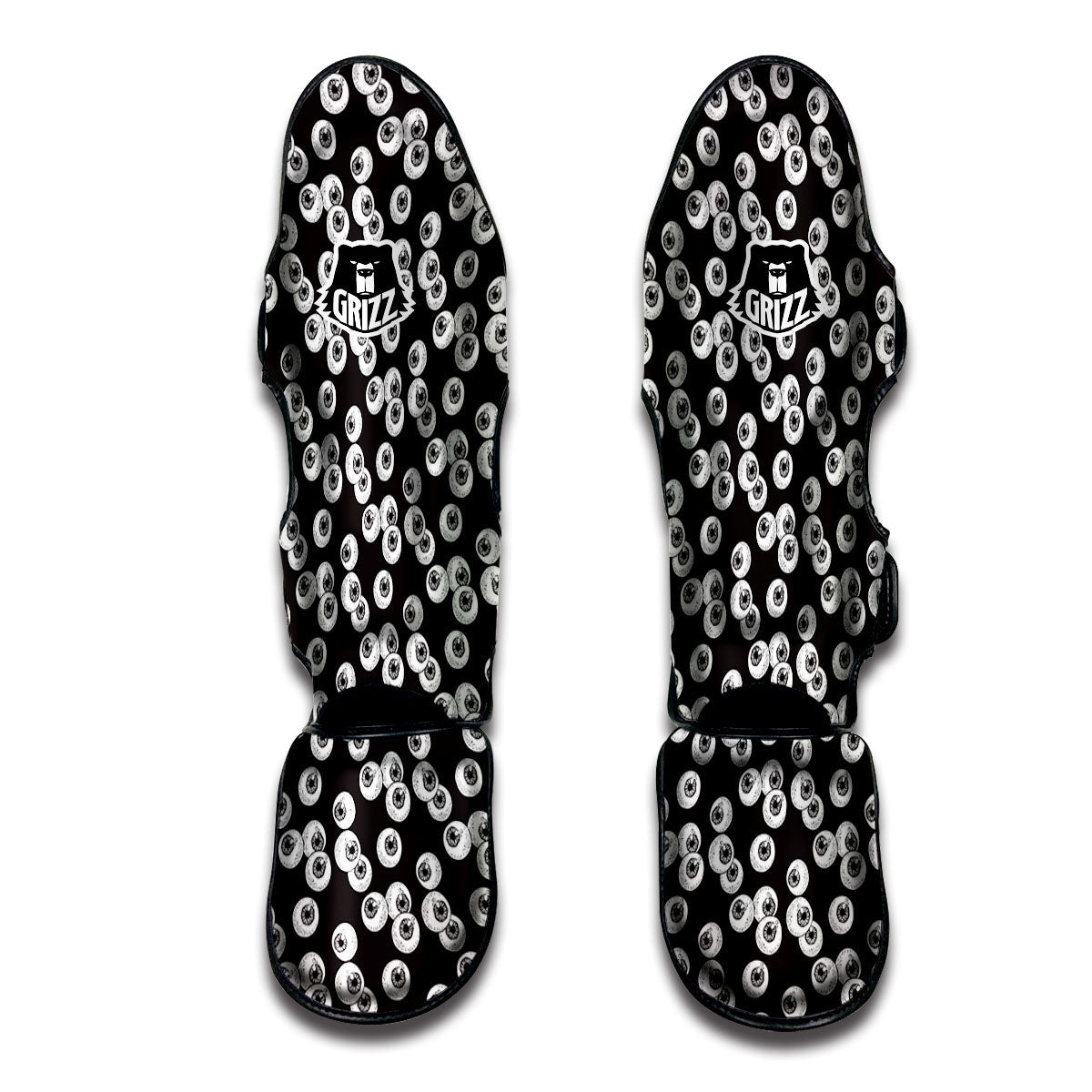 Eyeball White And Black Print Pattern Muay Thai Shin Guards-grizzshop