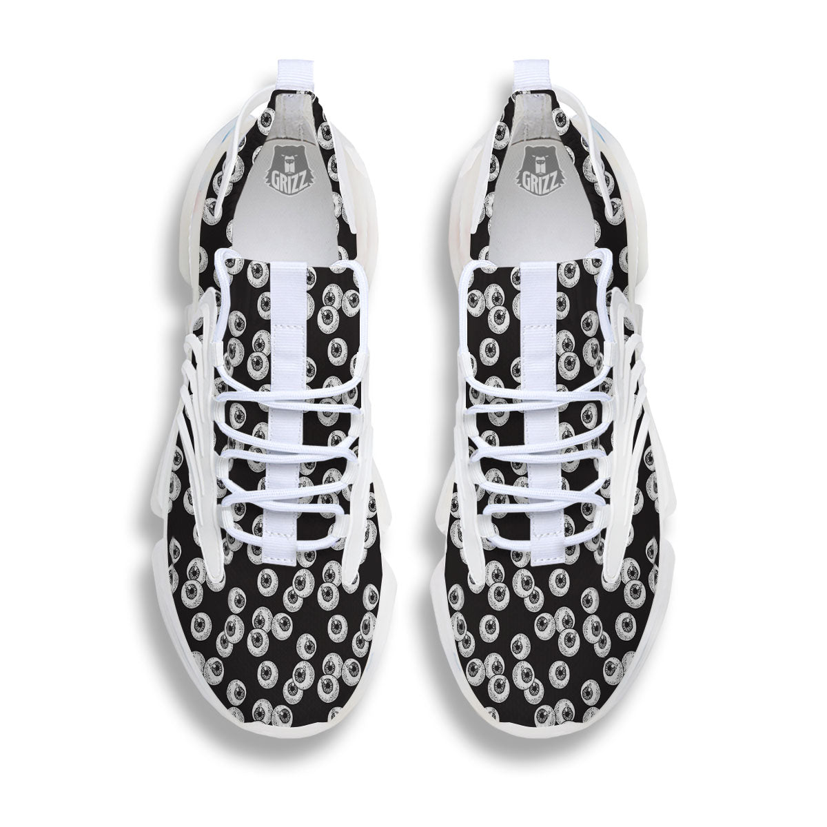 Eyeball White And Black Print Pattern White Gym Shoes-grizzshop