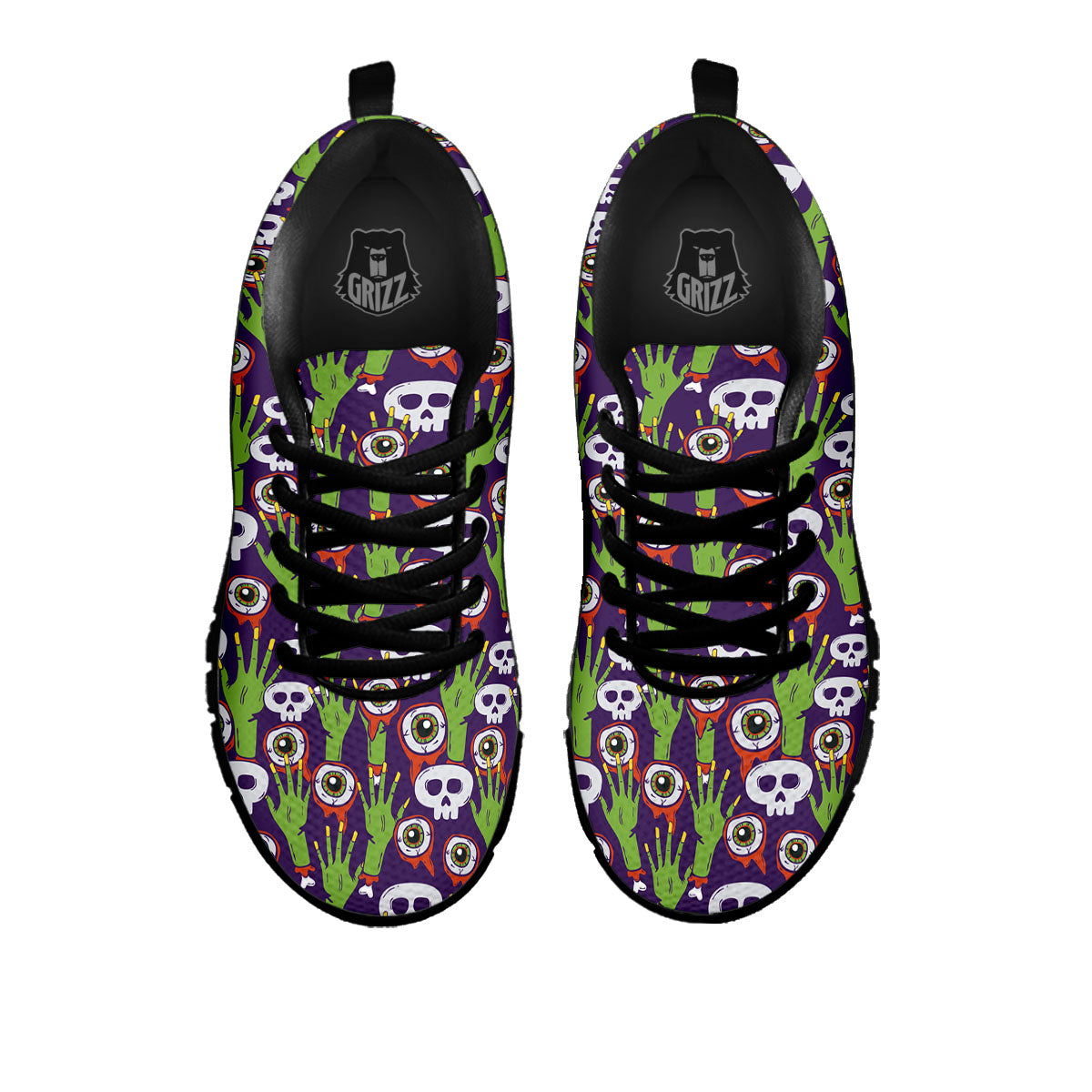 Eyeball Zombie Print Pattern Black Sneaker-grizzshop