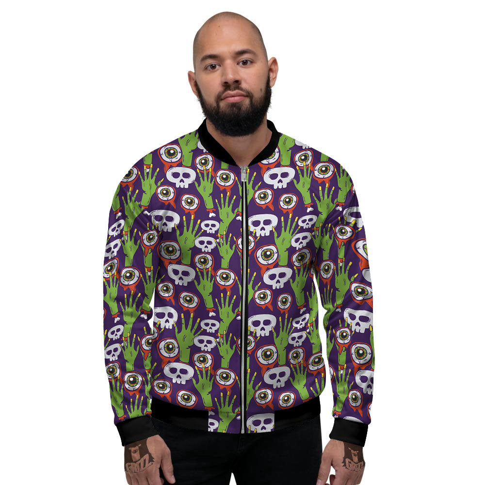 Eyeball Zombie Print Pattern Men's Bomber Jacket-grizzshop