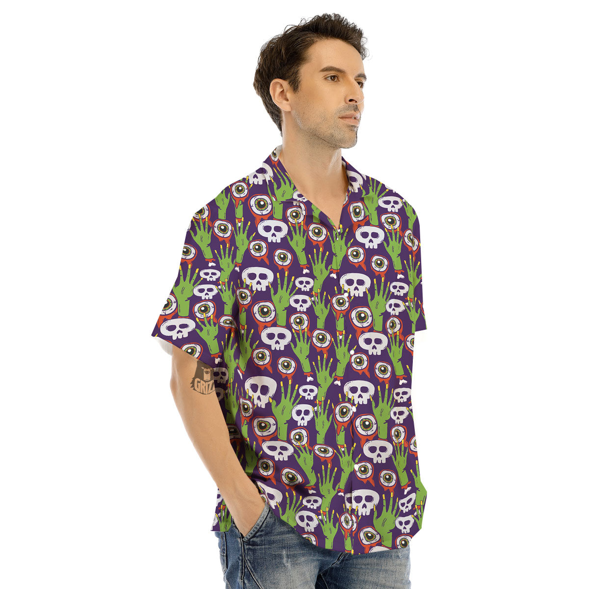 Eyeball Zombie Print Pattern Men's Hawaiian Shirt-grizzshop