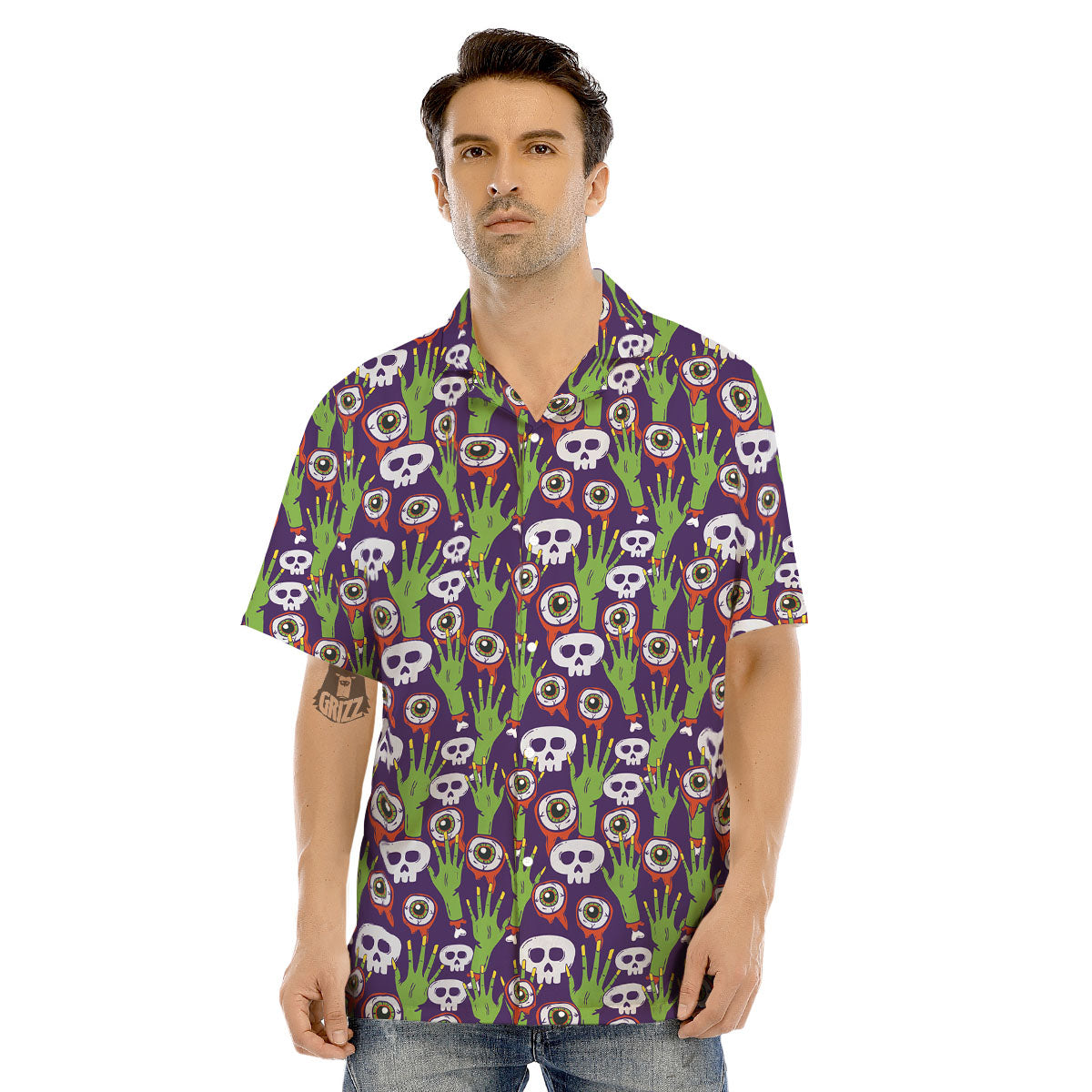 Eyeball Zombie Print Pattern Men's Hawaiian Shirt-grizzshop