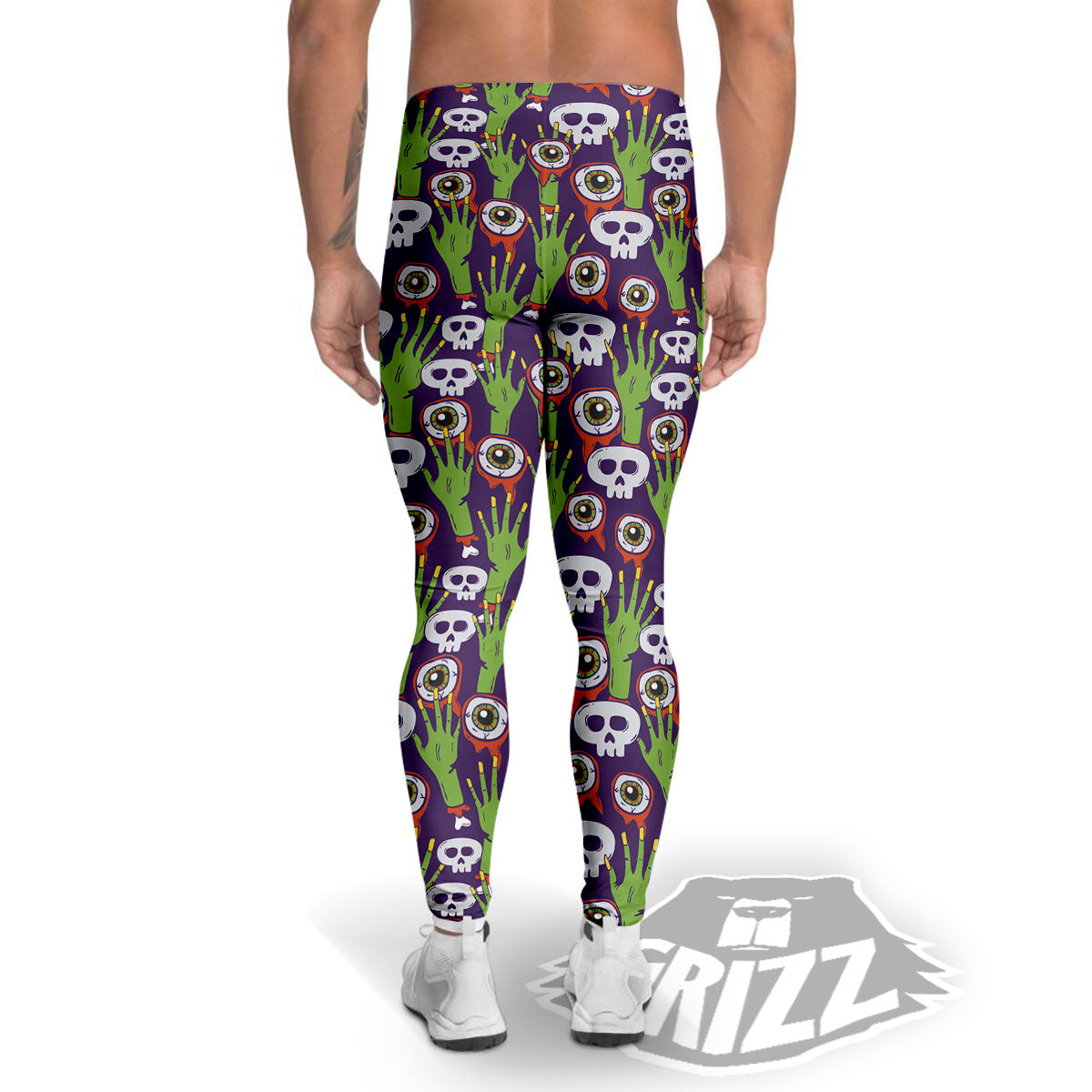 Eyeball Zombie Print Pattern Men's Leggings-grizzshop